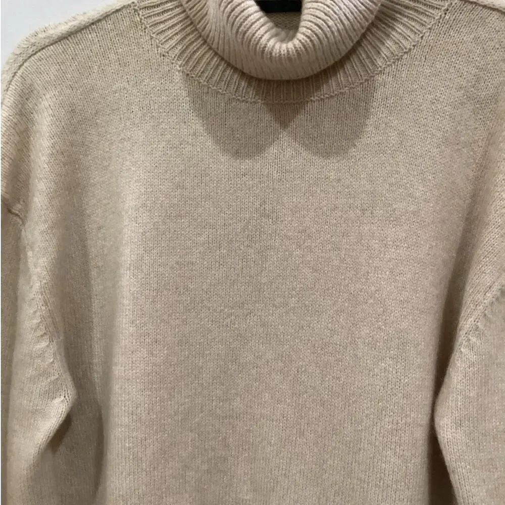 Jenni Kayne Atlas Turtleneck Sweater Merino Wool In Wheat Beige Size Small - Picture 7 of 13